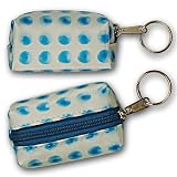 3D Lenticular Key Chain, Key Ring, Lipstick Case, Coin Purse, Changing Image Pattern , White, 3-D Moving Blue Dots, R-042-Globi
