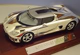 1/43 Scale Chrome Plated Koenigsegg CC8S Model Car On Wooden Base & Clear Perspex Case