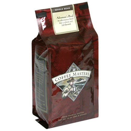 Coffee Masters Gourmet Coffee, Adventurer's Blend, Whole Bean, 12-Ounce Valve Bag, (Pack of 4)