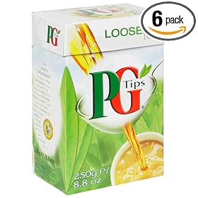 PG Tips Black Tea, Loose Tea, 8.8-Ounce Boxes (Pack of 6)