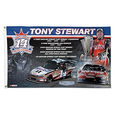 Tony Stewart Retirement Flag 3x5 Deluxe Wincraft NASCAR Banner