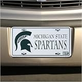 Michigan State Spartans White Metal License Plate