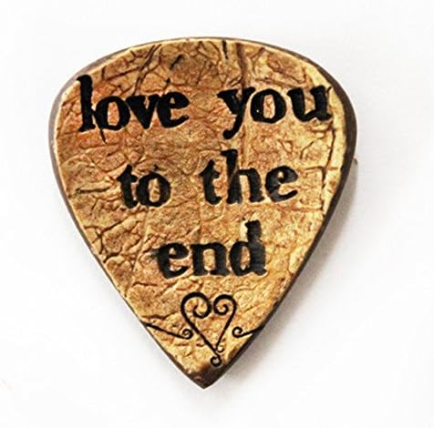 Love You To The End Engraved Coconut Guitar Pick Handmade Gift