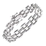 C.Z. Diamond Versatile Sterling Silver Link Bracelet Unisex