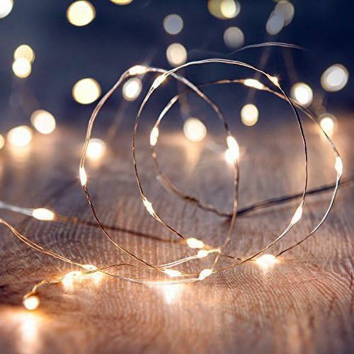 Okcolorfal 2m 20 LEDs Starry Lights Fairy Lights Ultra Thin Copper String Wire Warm White LED Lights String AA Battery Powered(Warm White)