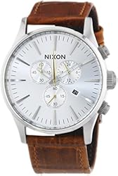 Nixon A405-1888 Mens Sentry Chrono Leather Saddle Gator Watch