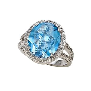 8.86 cttw Genuine Blue Topaz Ring by Effy CollectionŽ in 14k White Gold Size 8 by