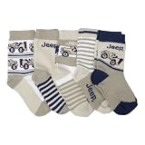 Clearance - Babies Boys JEEP Cars Design Socks Grey White Navy (Pack of 5)