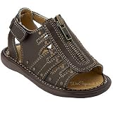 Wee Squeak Baby Toddler Little Boy Brown Zipper Top Sandals Shoes 3-12