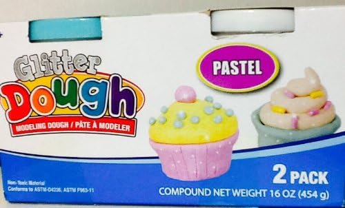 Glitter Modeling Clay Dough ~ 2 Tubs ~ Pastel Green & White ~ Mold It! Shape It!