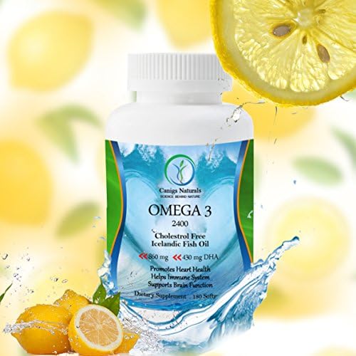 Omega 3 Fish Oil Supplement - 180 Caps - Lemon Flavoured - Triple Strength 2400mg of Icelantic Fish Pill Per Serving