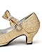 Little Angel Tasha-685E Glitter Bow Mary Jane Pump - Gold