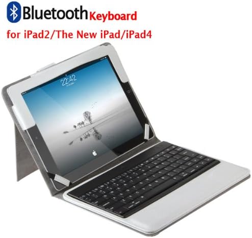 Silver White Color Wireless Bluetooth V3.0 Moveable Keyboard Case for iPad 2 / the New iPad / iPad 4
