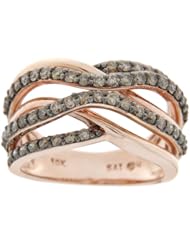 10k Pink Gold Champagne Diamond Crossover Ring (7/8 cttw, I2-I3 Clarity)