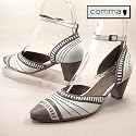 COMMA, Damen Fesselriemchen-Pumps, Glattleder, Innenausstattung aus Leder, weiss-pepper