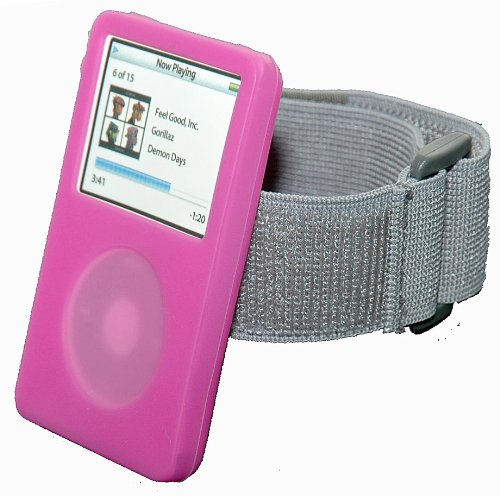 51361LIi2zL. SL500  iPod Video Classic Pink Silicon Skin case with armband. Full body screen protector and Wall Charger AC included.