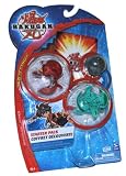 Bakugan Battle Brawlers New Vestroia Bakuglow Series Starter Pack Set with Pyrus Red Spindle, Ventus Green Cosmic Ingram Hawklea , Mystery Grey Haos Translucent Bakugan, 3 Ability Cards and 3 Metal Gate Cards