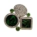 Acosta Jewellery - Green Shell Effect Glass & Peridot Crystal - Adjustable Abstract Fashion Ring