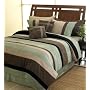 Moss Jacaranda Striped Micro Suede Luxury Bed in a Bag Comforter 6 piece Bedding Set - King Size