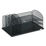 Safco Mesh Desk Organizer, 3 Horizontal/3 Upright Sections, 19.5 Inches Width x 8.25 Inches Height, Black (3254BL)