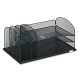Safco 3254BL Mesh Desk Organizer, Three Horizontal/Three Upright Sections, Black