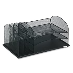 Safco Mesh Desk Organizer, 3 Horizontal/3 Upright Sections, 19.5 Inches Width x 8.25 Inches Height, Black (3254BL)