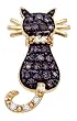 Cute Yellow Gold Chocolate And White 1/3 CTW Diamond Cat Pendant