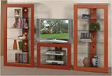 NEW GLASS TV ENTERTAINMENT STAND W. WOOD FRAME(ONLY MIDDLE PIECE)