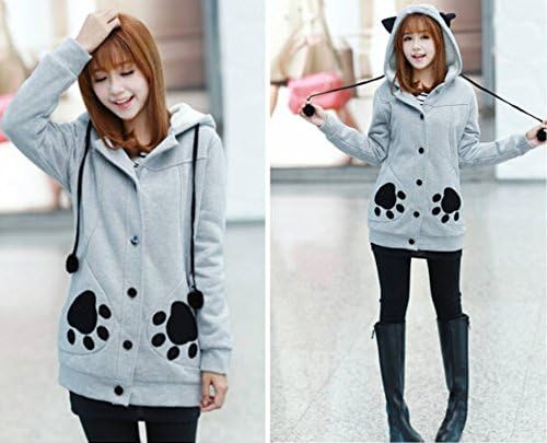 Meimush Lovely Girl Bunny Ear Jacket (S, Gray)