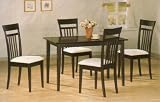 5 pc Solid Wood Cappuccino Dining Set Table & 4 Chairs