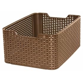 Curver - 188962 - Rangement Style Aspect Rotin - M - Moka Fonc�