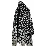 Large 100% 2-Ply Cashmere Pashmina Shawl Wrap Heart Pattern, One size