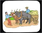 Mouse Pad with body, individuals, oxen, humans, person, leading, human, farmer, wagon, persons, individula, people, team