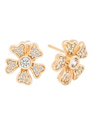 Jewelry: Romantic Time Womens Elegant Charm Fashion Cute Flower Rhinestone Stud Earrings - Romantic time