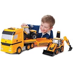 JCB riesiger Tieflader inkl. Traktor und Radlader Bagger mit Licht und Sound 72 cm