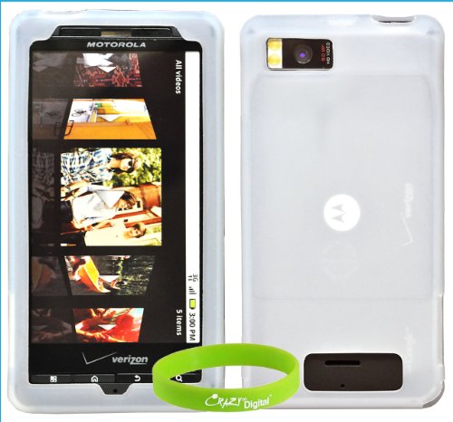 CrazyOnDigital Accessories White Silicon Skin Case Protector for New Motorola Droid X Xtreme MB810 Wireless Cell Phone
