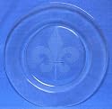 Individually Hand Etched Fleur De Lis Glass Dinner Plate 9.5"D Set / 2