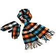 Softer than Cashmere? Scarf Gloves Set Plaid Red Orange with Multiple Colors