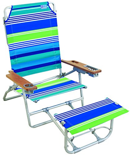 NEW Rio Brands Big Kahuna Beach Chair with Foot Rest, Blue/white/green stripe | eBay