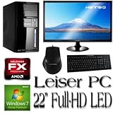 #4004 Silent Office / Multimedia PC Set mit Windows7 Home Premium 64 | Quad-Core! AMD FX-Series FX-4100 Turbo 4x3.7 GHz | 8GB RAM DDR3 PC1333 | 1000 GB HDD | ASUS M5A78L-M LE USB3 | AMD Radeon HD3000 1024 MB mit DVI/HDMI | W-LAN | 22x DVD-R/RW Brenner | CardReader | 7.1 Sound | GigabitLAN | 22" Full-HD LED HannsG TFT | USB Tastatur + Maus