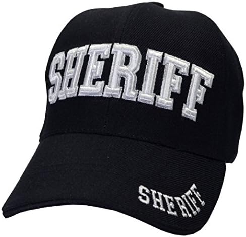 Basic Sheriff Text Style Hat with Side Lettering - Black