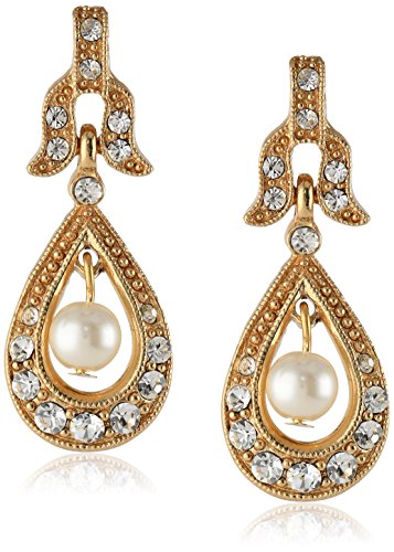 Downton Abbey Boxed Gold-Tone Crystal and Pearl Drop Earrings