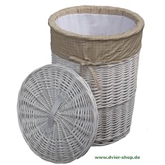 DVier W�schekorb W�schetruhe Vollweide wei� D.32 H.45