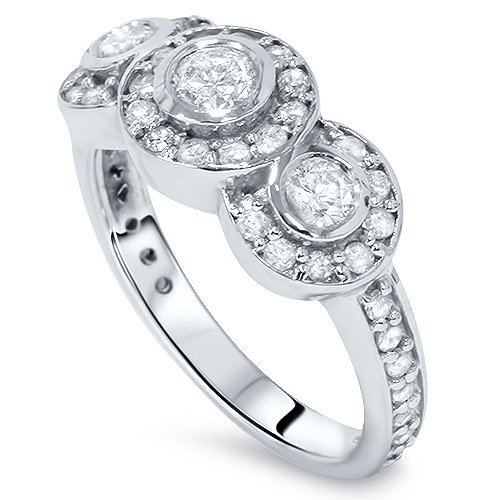 .80CT Diamond Three Stone Anniversary Ring 14K Gold .80CT Diamond Three Stone Anniversary Ring 14K Gold