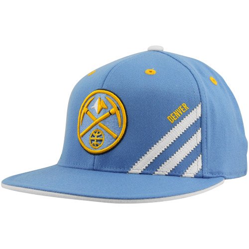 NBA adidas Denver Nuggets Light Blue 210 Flat Bill Fitted Hat (Large/X-Large)