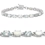 10.25 Carat Genuine Opal & Blue Topaz Ovals Eternity Silver Bracelet