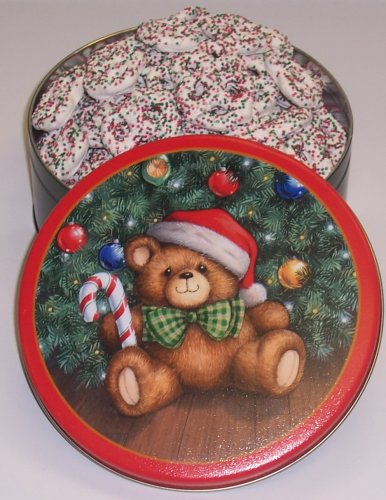Scott's Cakes Mini Yogurt Covered Pretzels with Christmas Color Non-Pareils in a Christmas... by Scott's Cakes