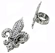 Big Bling Fleur De Lis Fashion Ring - Gunmetal Hematite Finish & Adjustable Stretch Band
