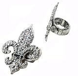 Big Bling Fleur De Lis Fashion Ring - Gunmetal Hematite Finish & Adjustable Stretch Band