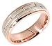 14K. White And Pink Two Tone Gold Brick Design Comfort Fit Wedding Band Ring